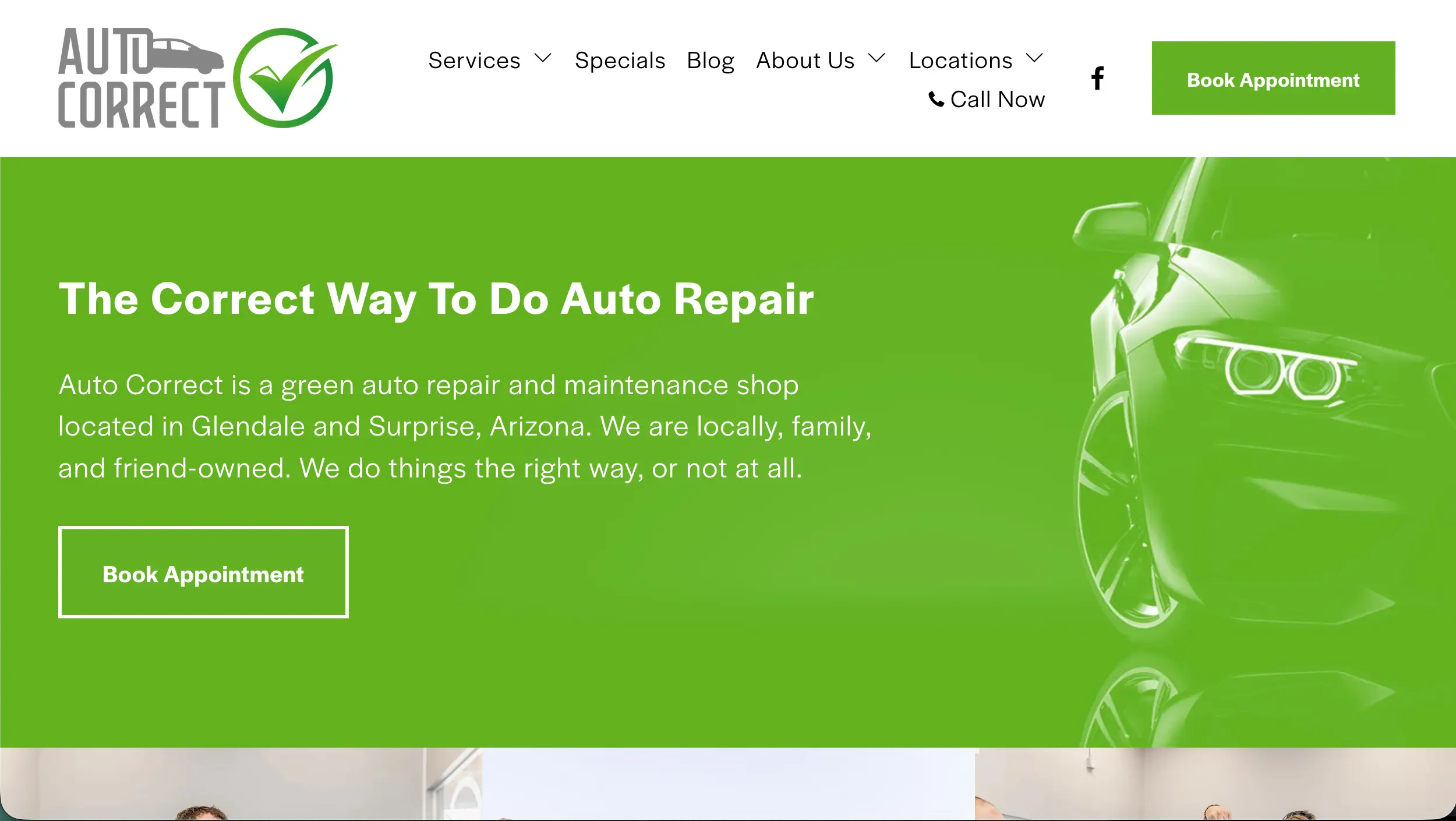 Auto Correct auto repair website example