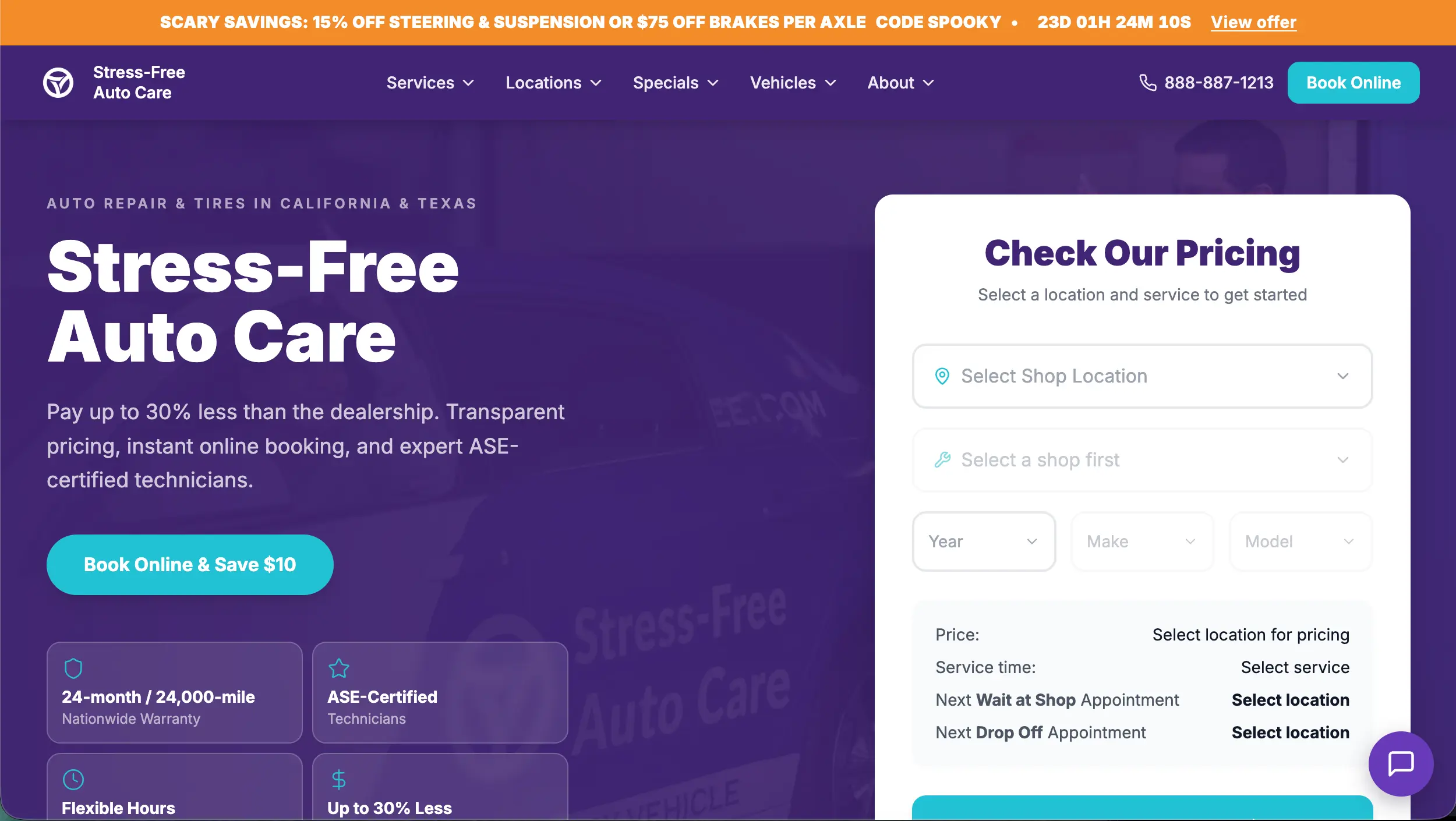 Stress-Free Auto Care website example