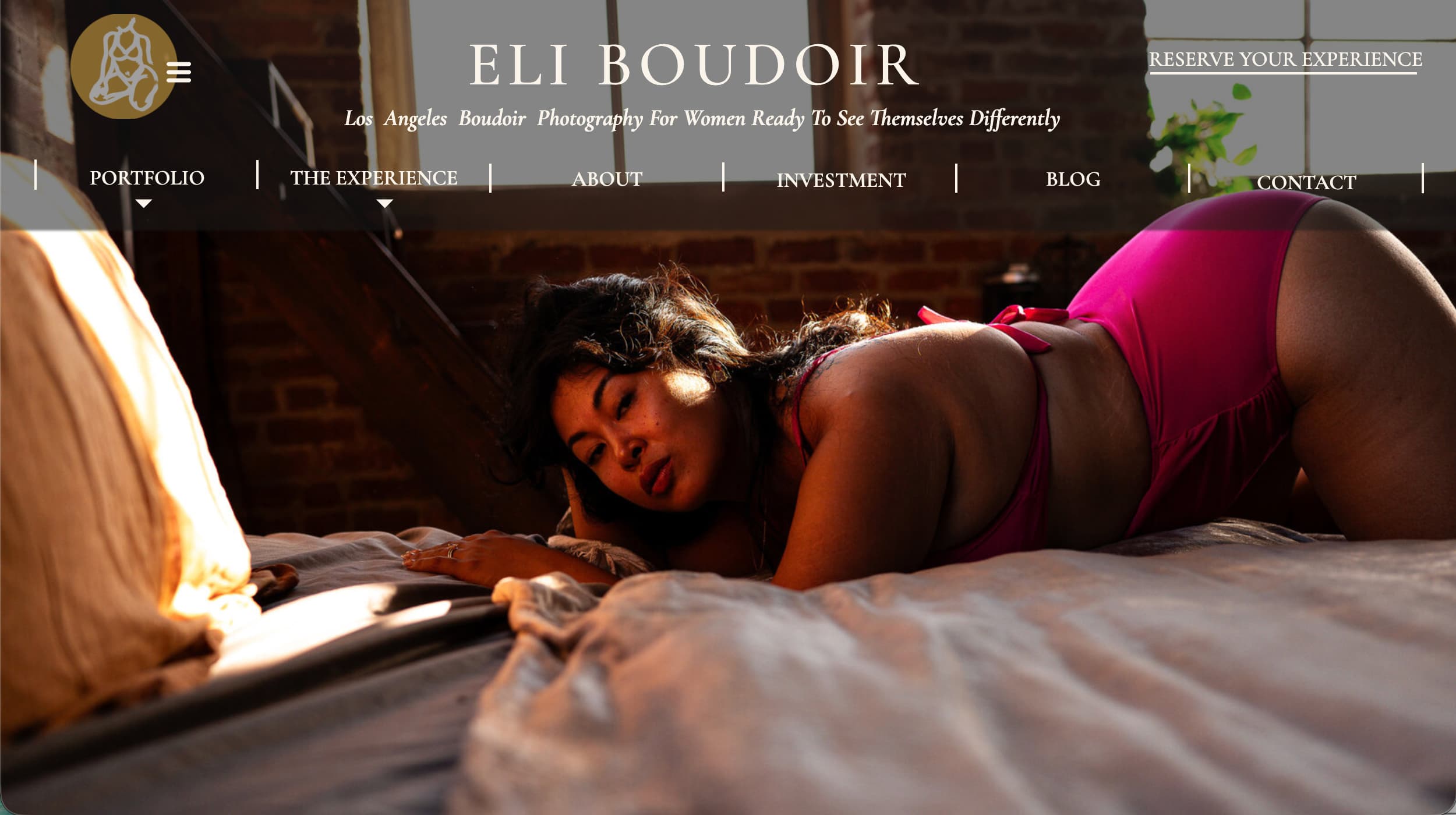 ELI Boudoir photography website homepage example