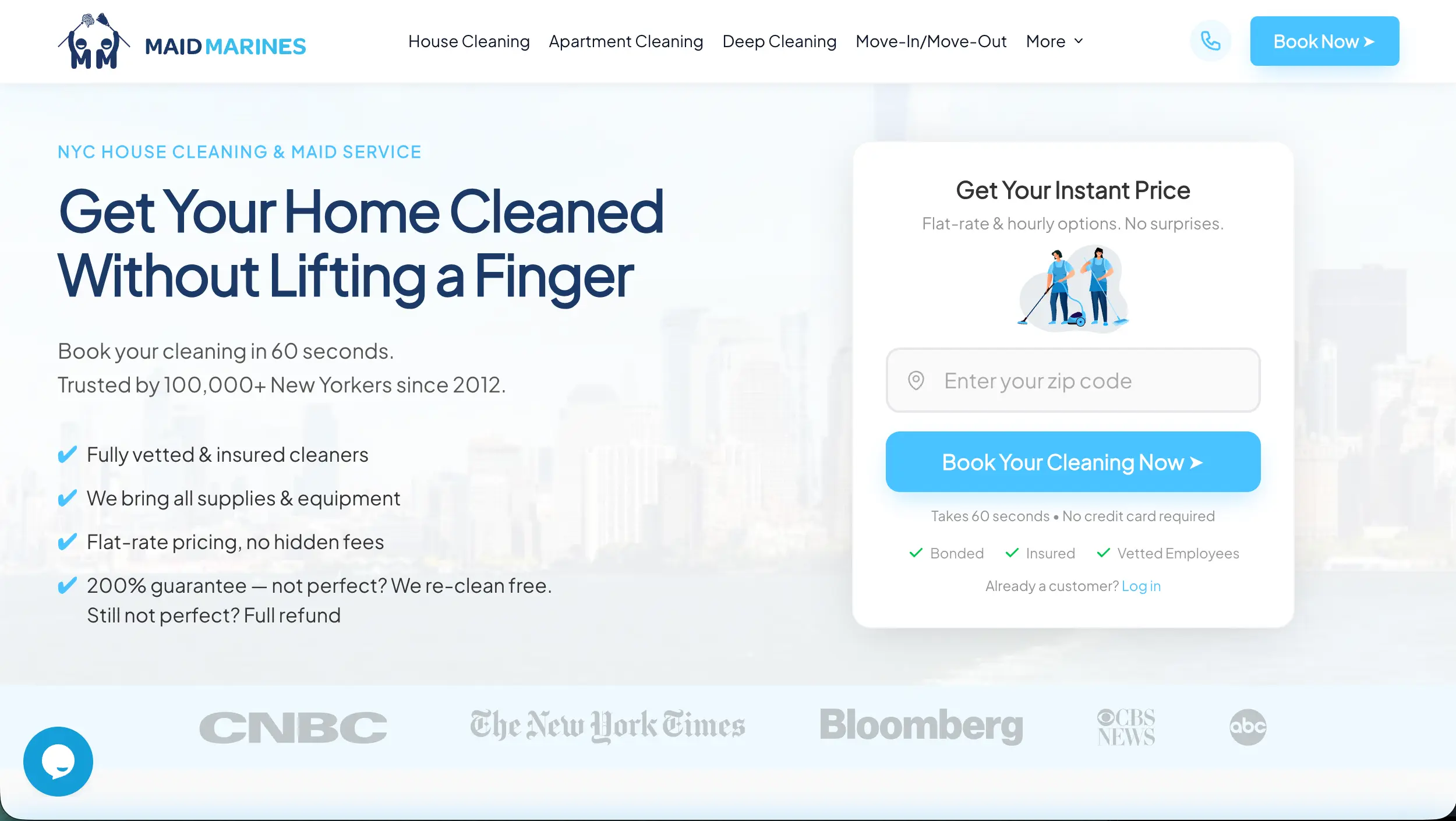 Maid Marines cleaning company website example