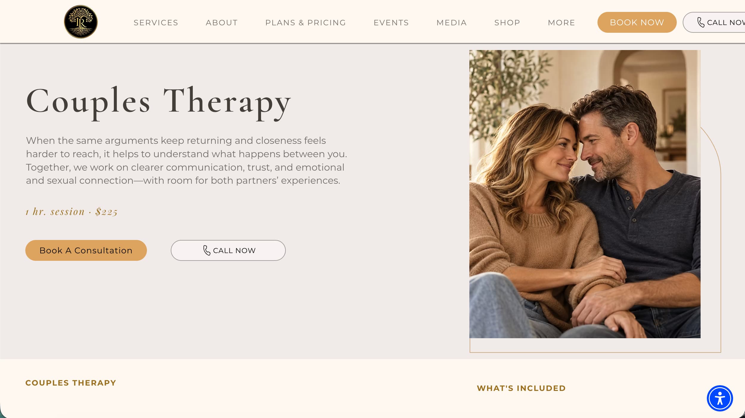 Intimate Roots couples therapy website example