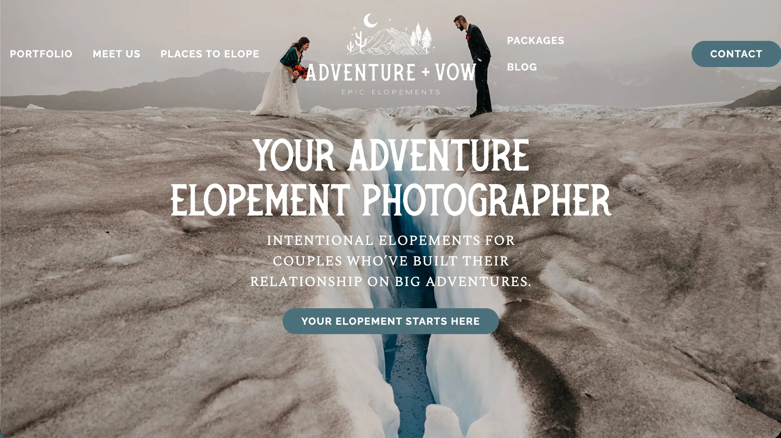 Adventure and Vow elopement photographer website example