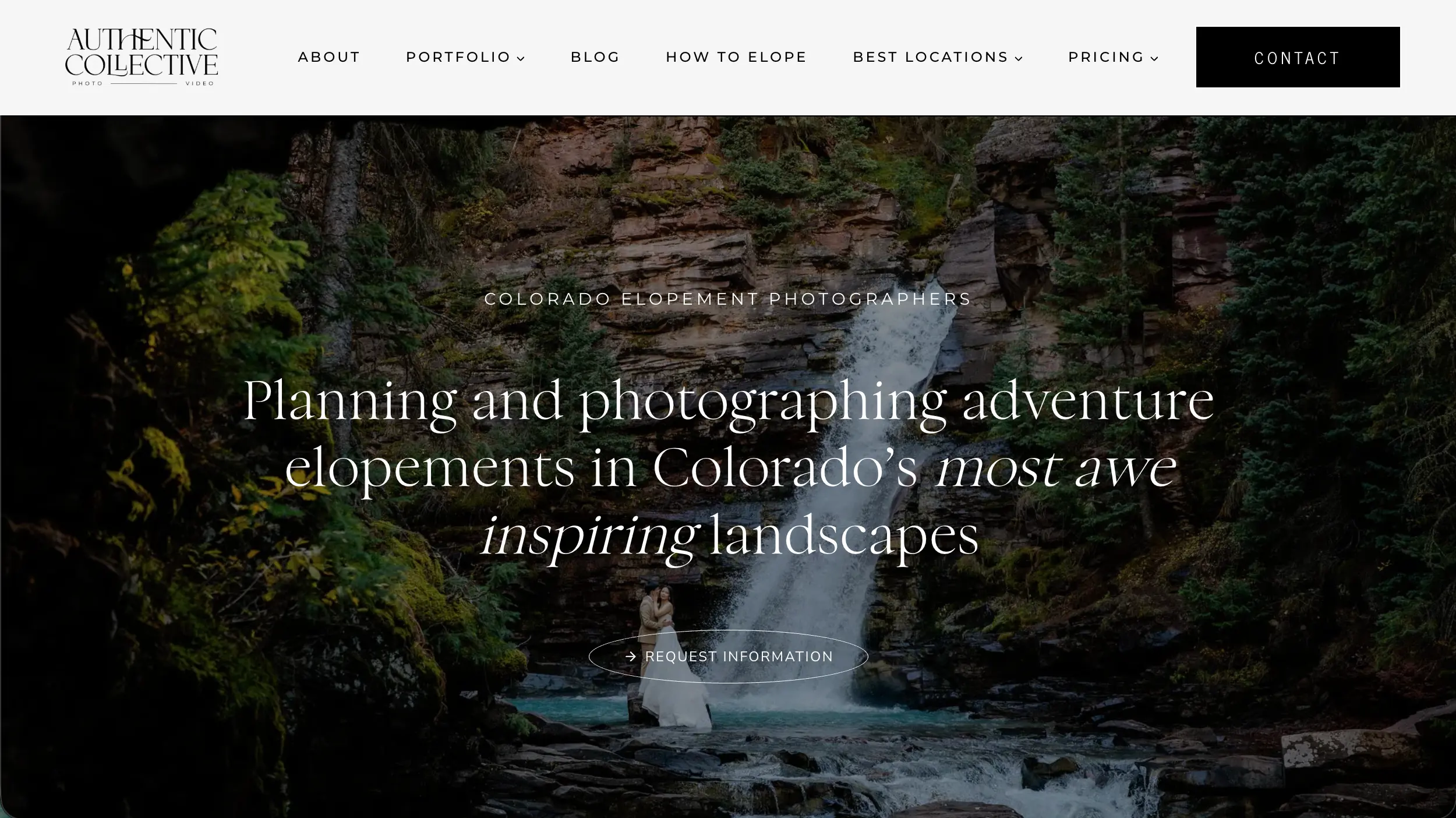 Authentic Collective elopement photographer website example