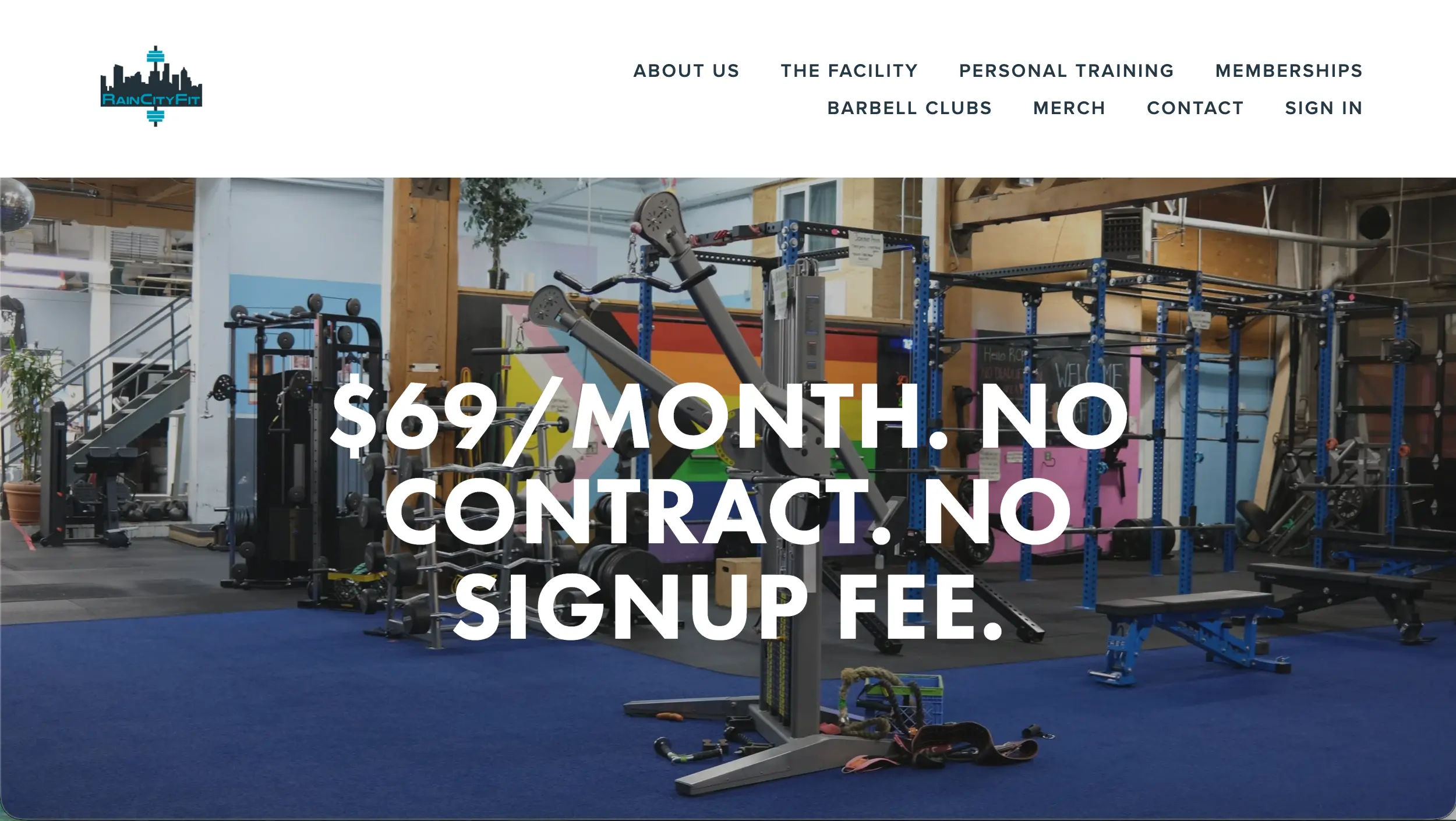 Rain City Fit gym website design example