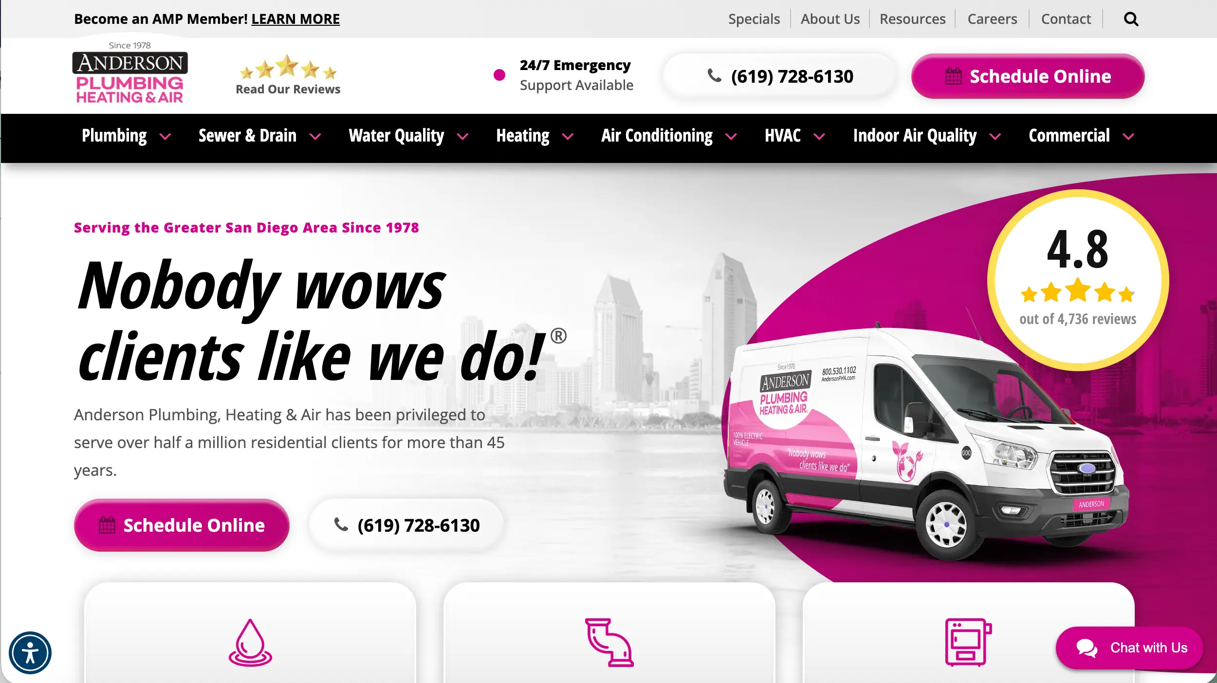 Anderson Plumbing Heating and Air website homepage example