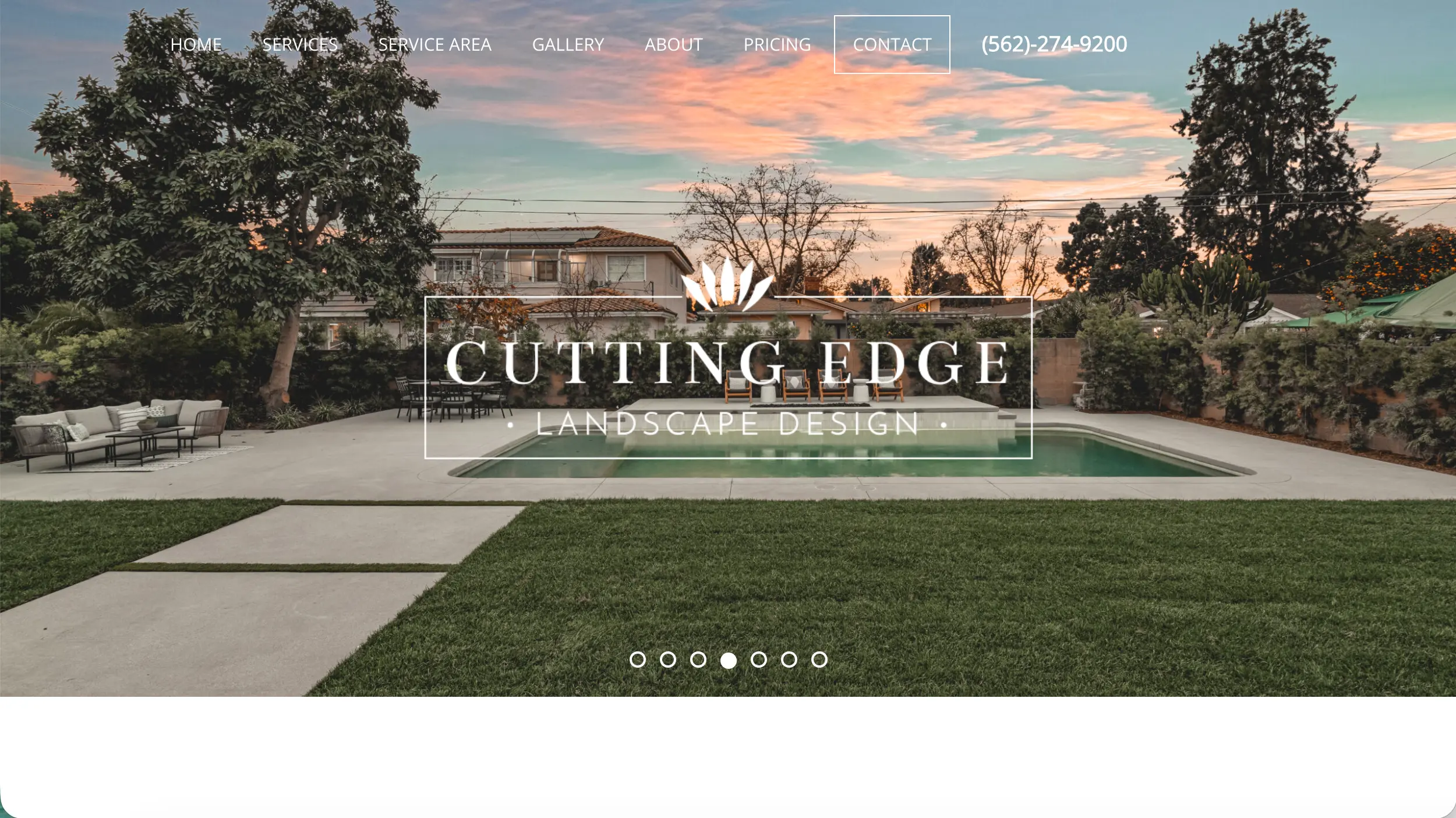 Cutting Edge Landscape Design website homepage example