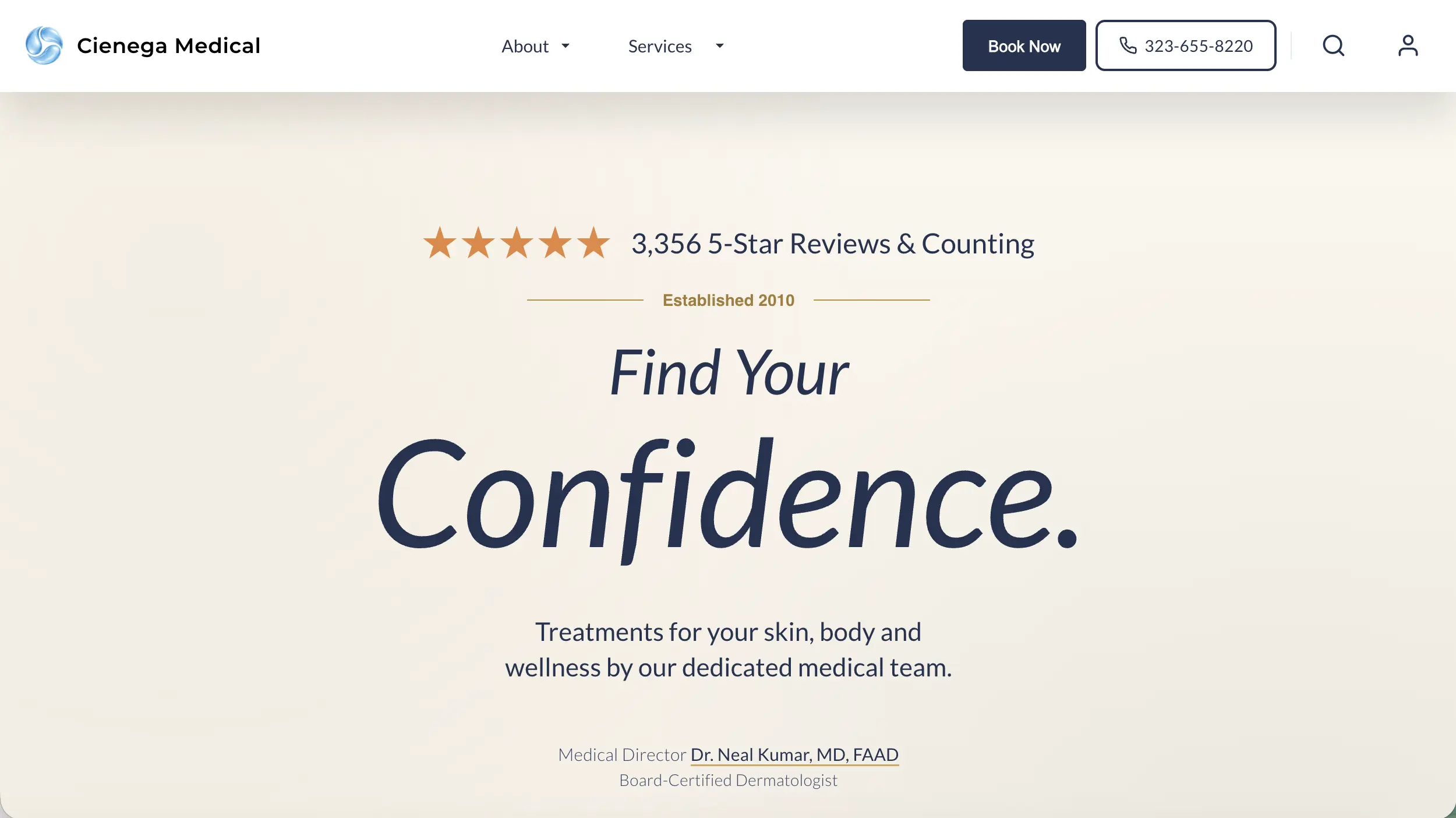Cienega Medical website homepage example