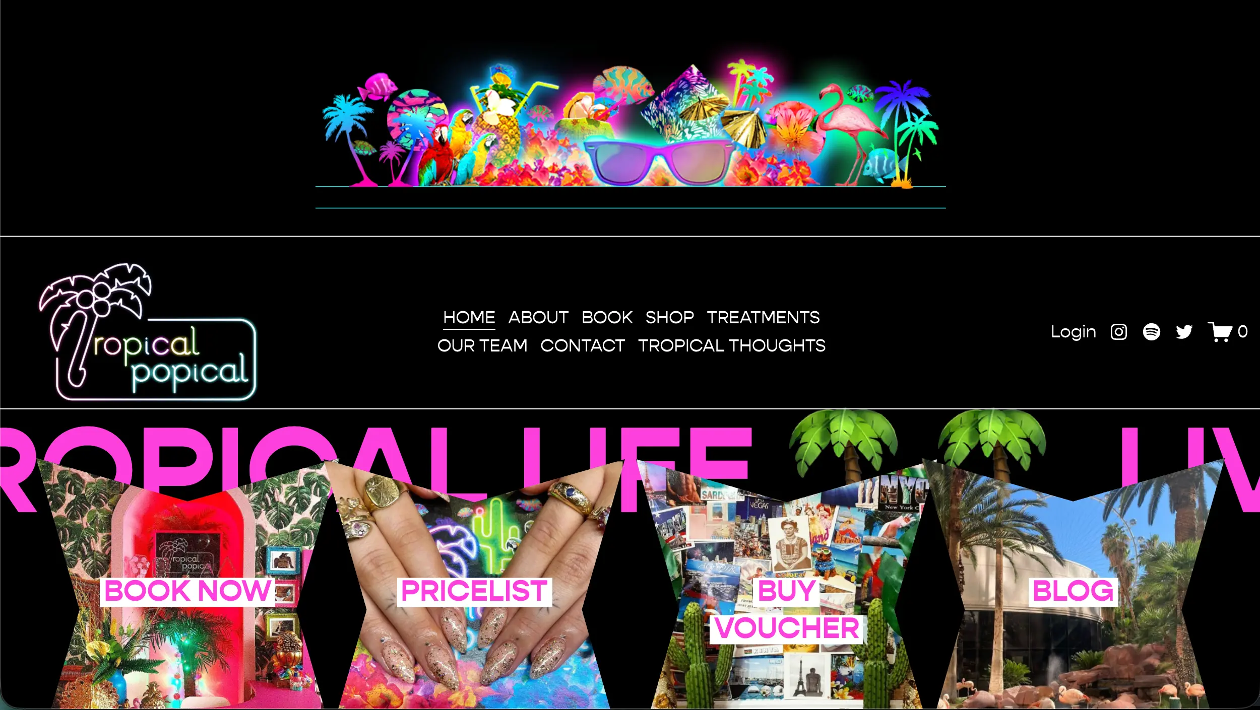 Tropical Popical nail salon website example
