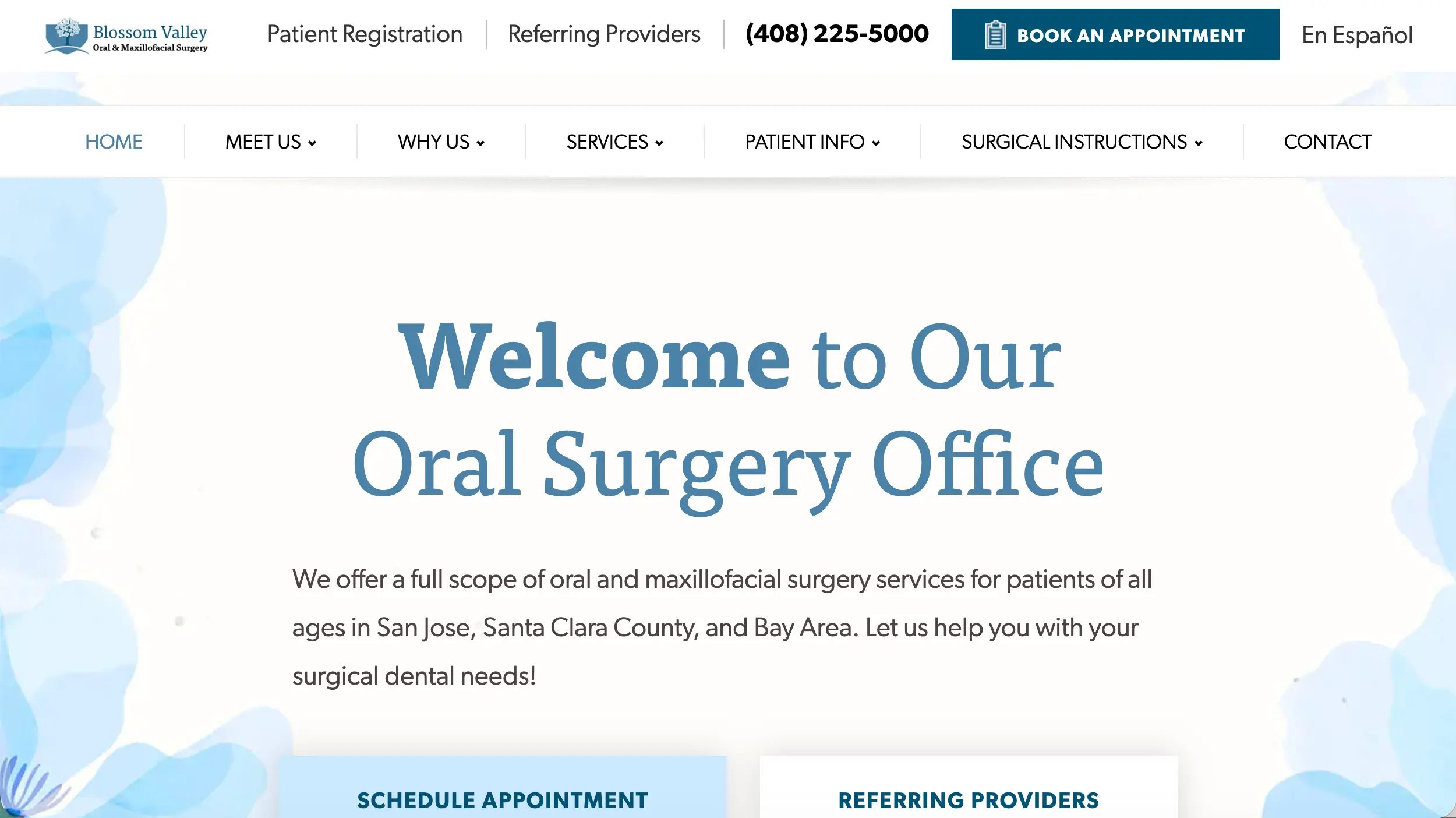 Blossom Valley Oral and Maxillofacial Surgery website example
