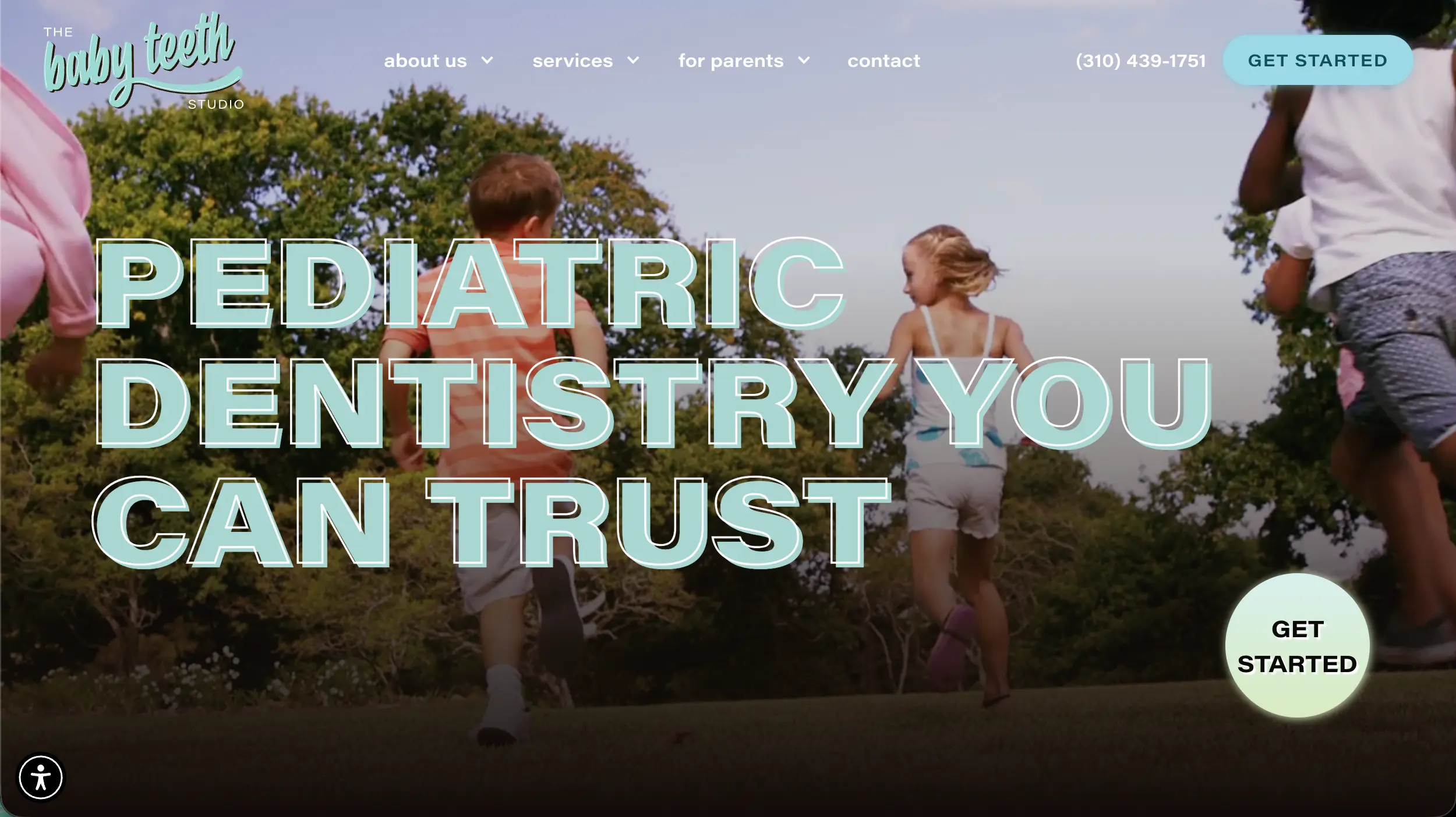 The Baby Teeth Studio pediatric dentist website example