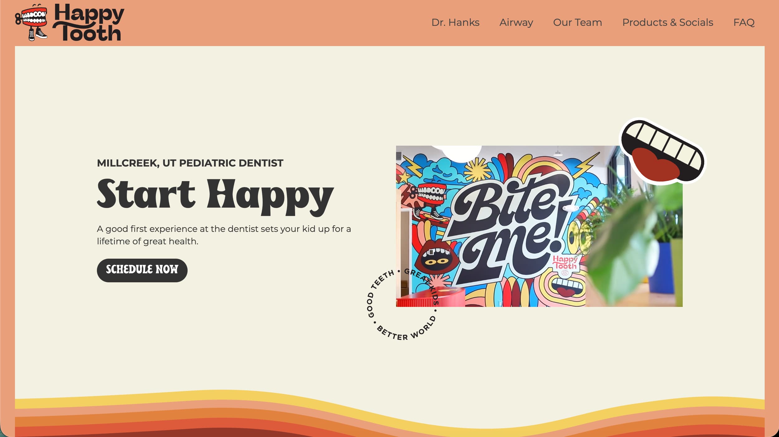 Happy Tooth Pediatric Dentistry website homepage example