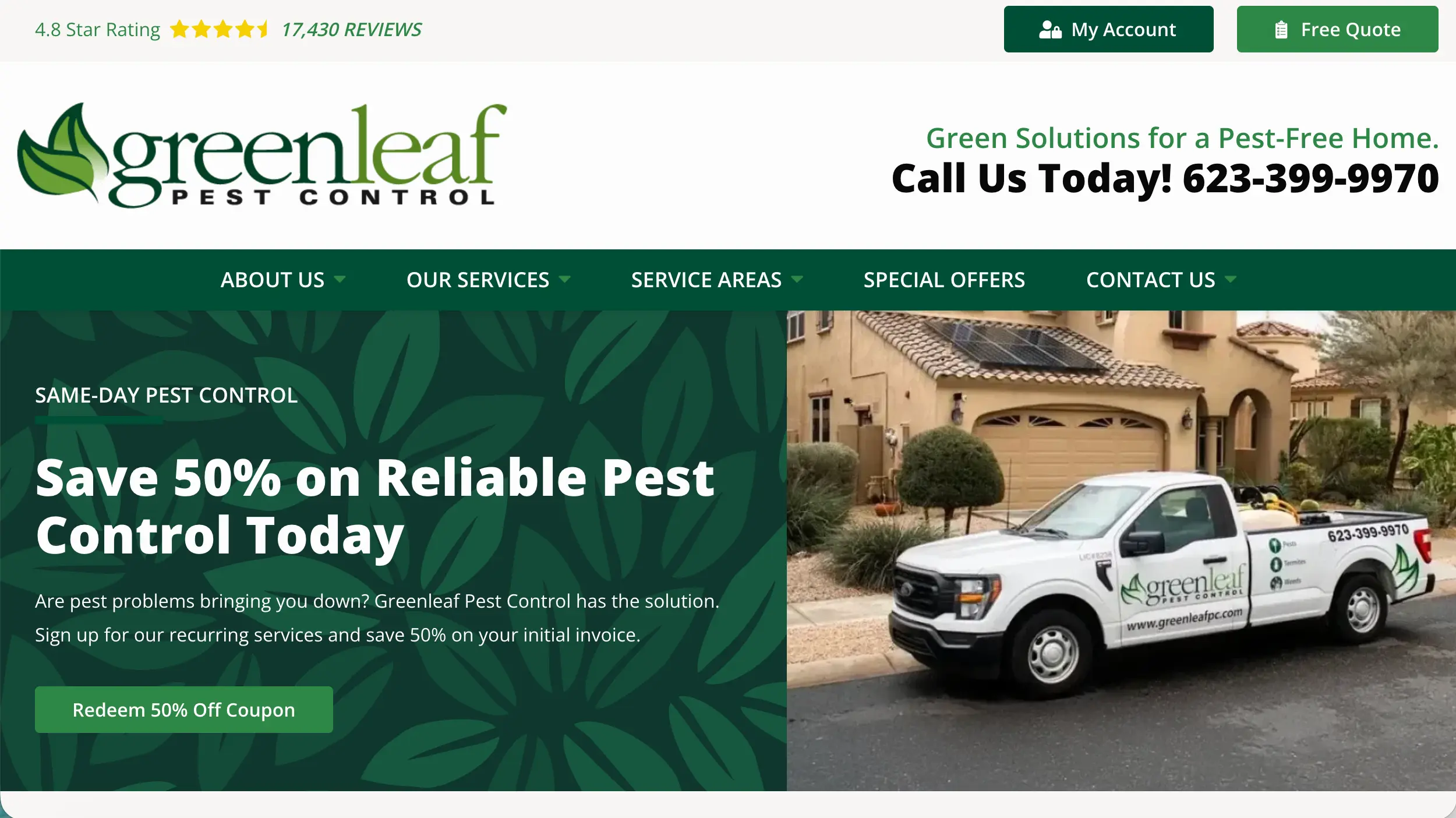 Greenleaf Pest Control website example