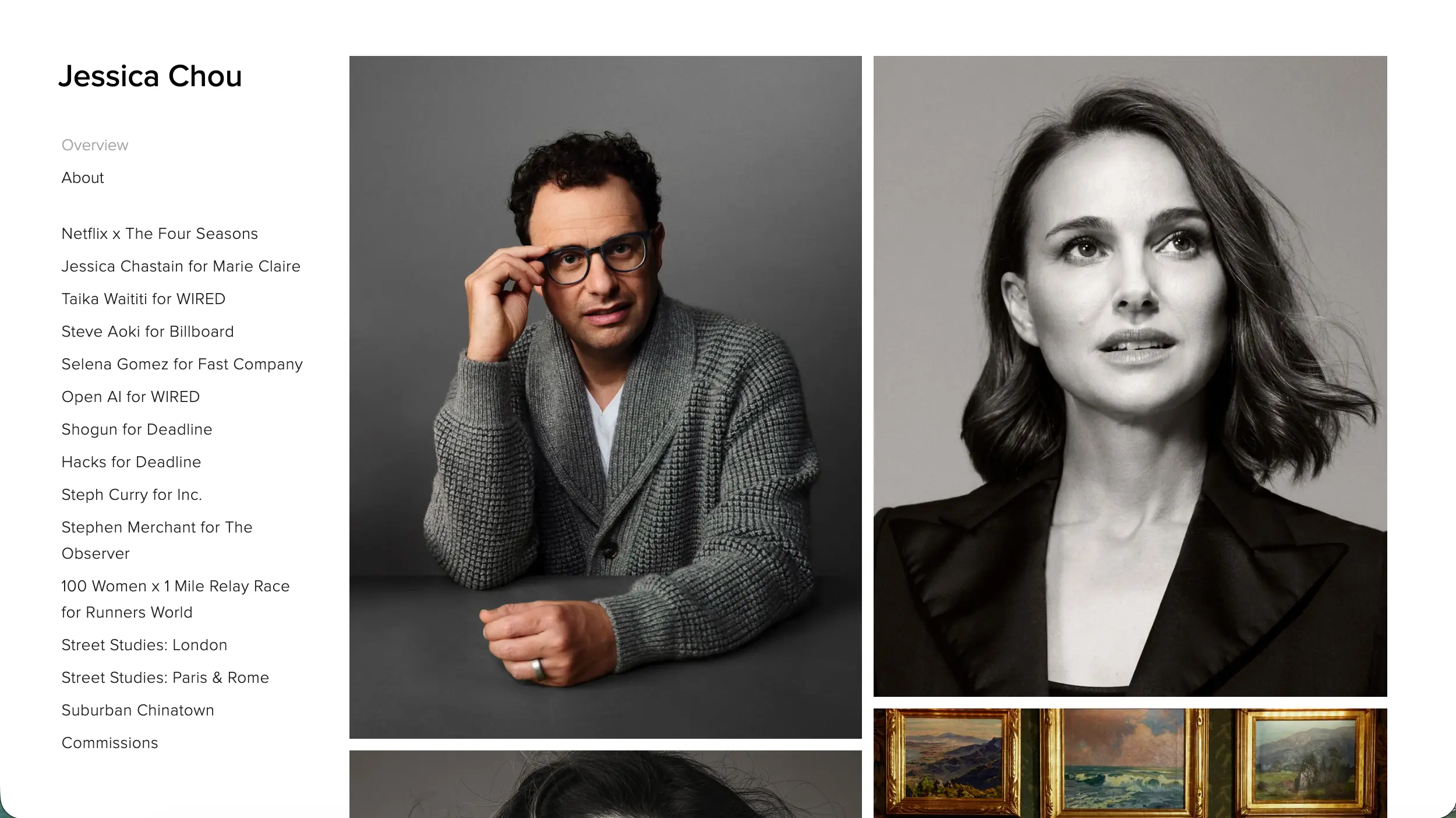 Jessica Chou photographer website homepage example
