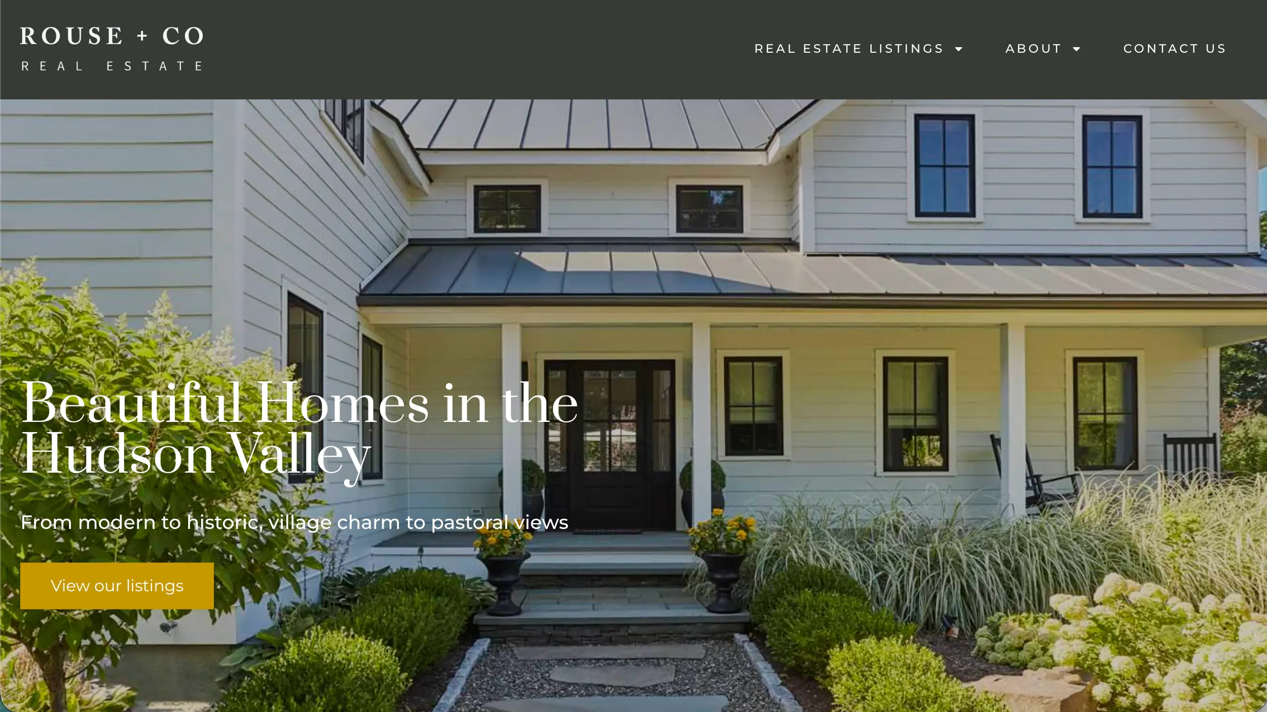 Rouse and Co real estate website homepage example
