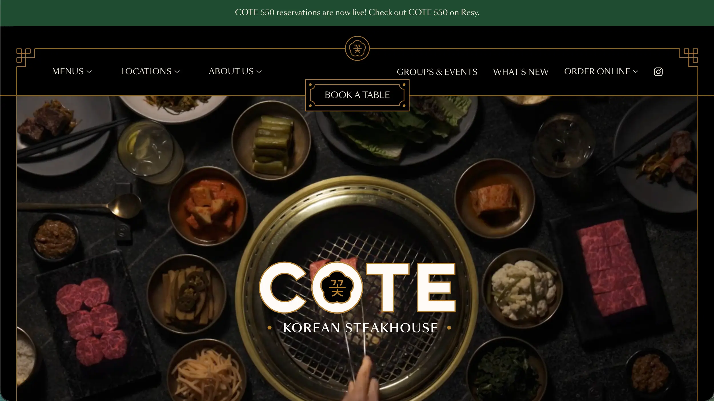 COTE Korean Steakhouse restaurant website homepage example