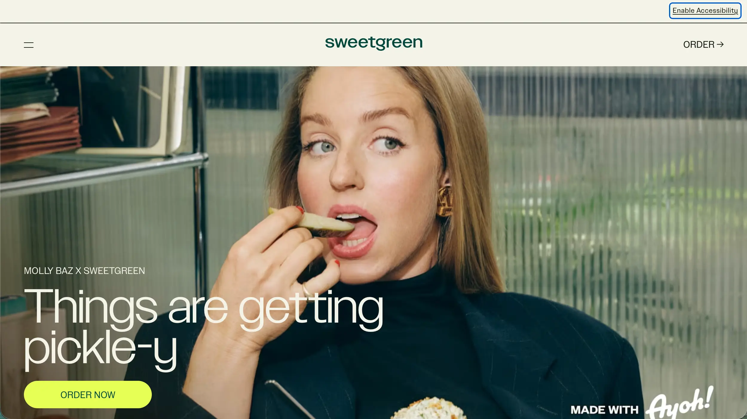 Sweetgreen restaurant website homepage example