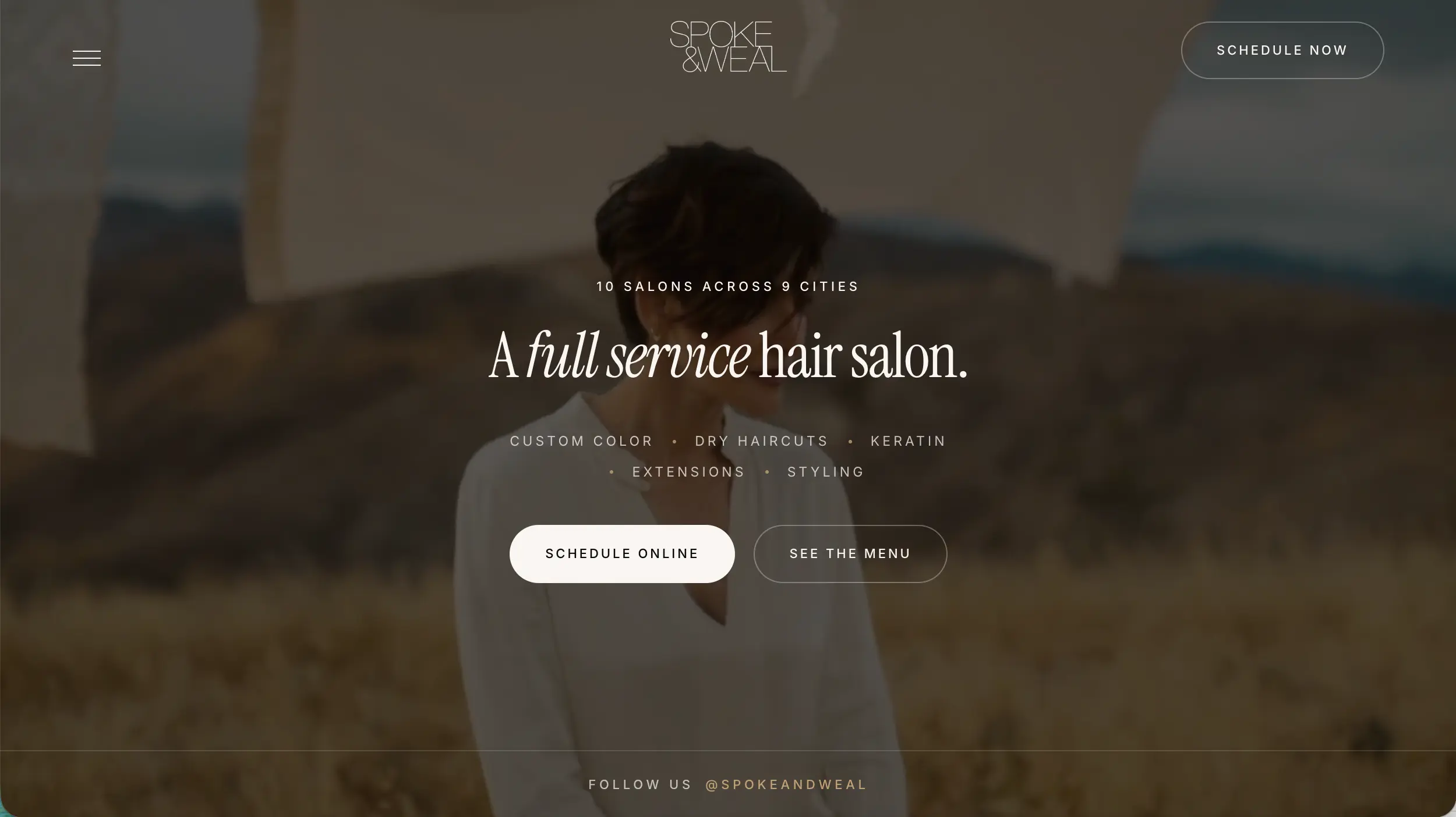 Spoke and Weal salon website homepage example